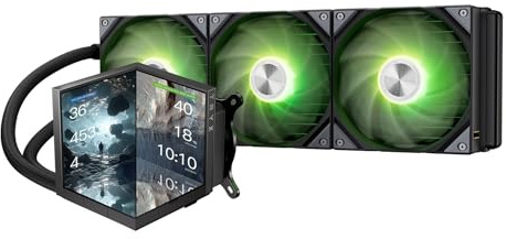 TRYX STAGE 360 ARGB 360mm AIO 4.0'' IPS Dual-Screen Customizable AIO Cooler 360mm LCD Display 254PPI 60Hz with Asetek 7th Gen V2 280w TDP ROTA SL ARGB Fan for Intel LGA 1851/1700/1200/115X AMD AM5/AM4