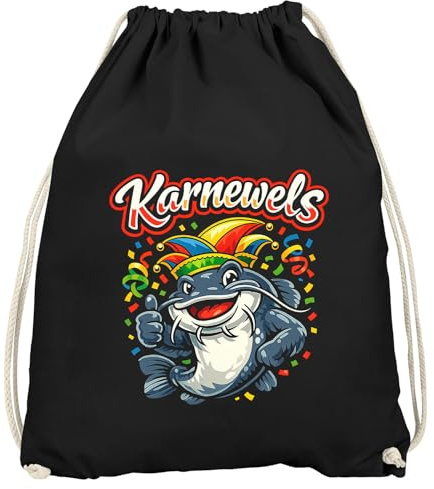MoonWorks® Turnbeutel - Karnewels Design- Accessoires Fasching Karneval Gadgets Spruch lustig Faschingsartikel Tasche Gymbag Schwarz unisize