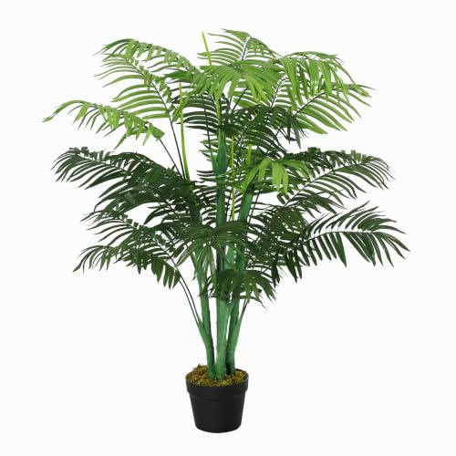 Outsunny Künstliche Palme 125cm Kunstpalme mit 18 Palmenwedel im Topf | Groß, Wie Echt, Künstliche Pflanzen, Kunstbaum, Zimmerpflanze, Wohnzimmer, Balkon, Büro Dekoration
