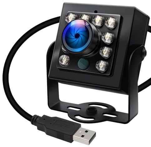 IFWATER 1080P USB Camera 60FPS High Speed IR Cut Day and Night Vision with 170° Fisheye Ultra Wide Lens Plug and Play for Windows Linux Android Mac OS 3D Printer Video Capturing