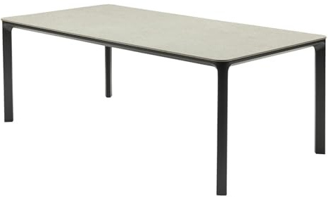Home4You Gartentisch 160 x 90 cm mit Platte aus gesintertem Stein in Grau – Anthrazitfarbenes Aluminium-Gestell – Esstisch für 4-6 Personen – Kratzfest & Wetterfest – Hitzebeständig – Höhe 75 cm