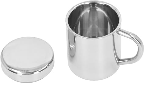 HEEPDD Tasses Incassables à Double Paroi en Acier Inoxydable, Tasse à café et à thé Isolée avec Poignée, Acier Inoxydable 304, Idéales pour le Camping et les Voyages (L)