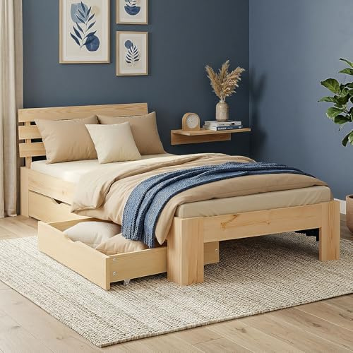 Homestyle4u Einzelbett 90x200 mit Stauraum, Matratze & Lattenrost