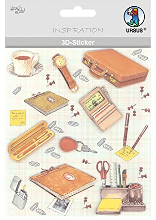 Ursus 56420024 - 3D Sticker Everyday, bestehend aus mehreren Ebenen, aus verschiedenen hochwertigen Materialien, selbstklebend, ideal zum Verzieren von Grußkarten und Geschenken, Motiv 24