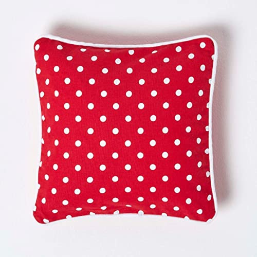 Homescapes Gepunktete Kissenhülle für Zierkissen, rot, 30 x 30 cm, Zierkissenbezug mit Polka-Dots-Muster aus 100% Baumwolle mit Reißverschluss