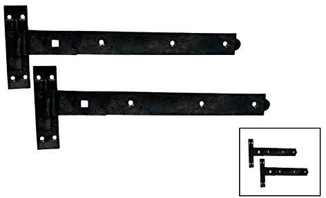 Wyre Direct Gate Hinges Straight 450mm 18 Pair Black Heavy Duty Hook and Band Hinge