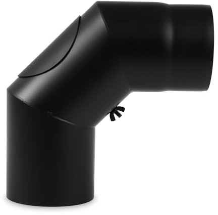 EWO Ofenrohr-Bogen 120 mm Durchmesser - Bogen 90° mit Tür Schwarz - Senotherm-Beschichtung - rußbeständig, frost- und tauwechselbeständig