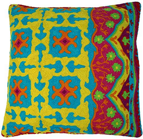 GURU SHOP Kelim Kissenhülle, Boho Kissenbezug `Kaschmir` aus Wolle - Muster 1, 50x50x1 cm