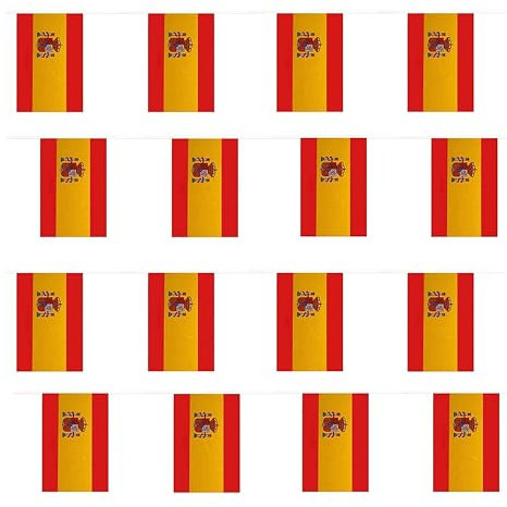 Spanish Flag Bunting – 33 Feet / 10 Metres Length – 20cm x 14cm Spain Flags 25 Flags/10m – All Weather Sports Decorations Football Nation European Flags