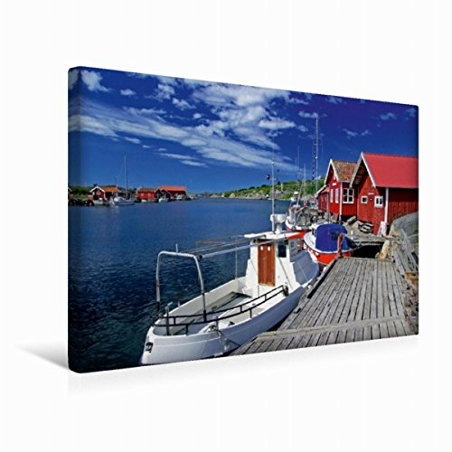 Premium Textil-Leinwand 45 x 30 cm Quer-Format Schweden: Kleiner Hafen an der Westküste | Wandbild, HD-Bild auf Keilrahmen, Fertigbild auf hochwertigem Vlies, Leinwanddruck von Reinhard Pantke