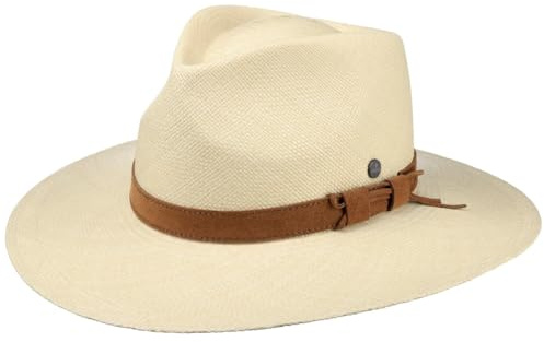 LIERYS Big Brim Travellerhut Damen Herren Handgefertigter Strohhut aus Ecuador 100% Panamastroh Original Panamahut mit Leder Garnitur Sonnenhut Frühjahr Sommer