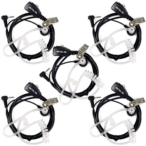 Retevis EAM101 Walkie Talkie Auriculars 1 Pin 2,5mm Pinganillo Compatible RT45 Motorola T82 T82 Extreme T62 T92 H2O T60 T61 T62 T80 Extreme T80ex T81 Hunter Walkie Talkies(5 Pcs)