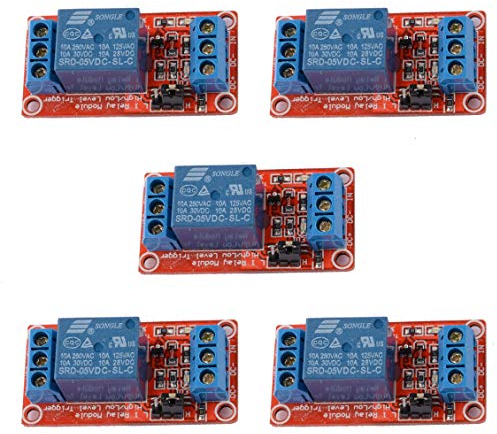 YOUMILE 5 Pack 5V One 1 Channel Relay Module Board Shield with optocoupler Support High and Low Level Trigger