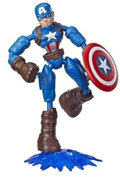 Marvel Avengers Bend And Flex Action Figure Toy, 15-cm Flexible Captain America Figure, Includes Blast Accessory, For Children Aged 6 and Up