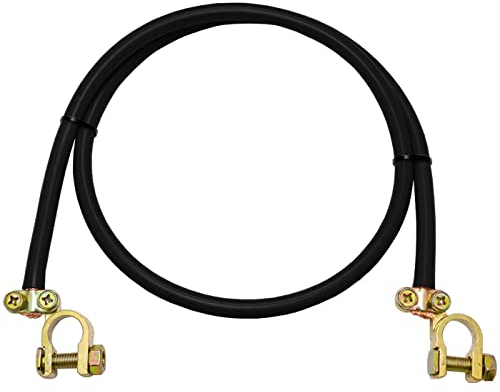 Lumonic 50cm Batteriekabel Massekabel mit 25mm² Querschnitt schwarz - KFZ Stromkabel mit 2x Polklemme - DIN zertifziertes isoliertes Kupferkabel