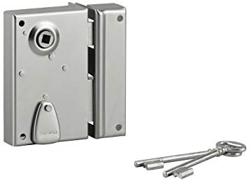 THIRARD - Serrure verticale en applique à clé à fouillot pour portail, droite, axe 40mm, 70x110mm, saillie 5mm, zingué, 2 clés
