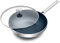 Blue Diamond Triple Steel, Wok de 28 cm/3,6 l en Inox avec Revêtement Antiadhésif en Céramique, Couvercle, Sans PFAS, Compatible avec l'Induction, Résistant au Lave-vaisselle et au Four, Argent
