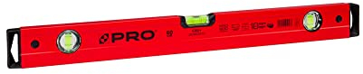 PRO800 Wasserwaage 60 cm mit Ergonomischen Profil - ERS+ (Easy Reading System) Präzise Wasserwaage mit Anti Shock Absorber Endkappen - Farbe Rot