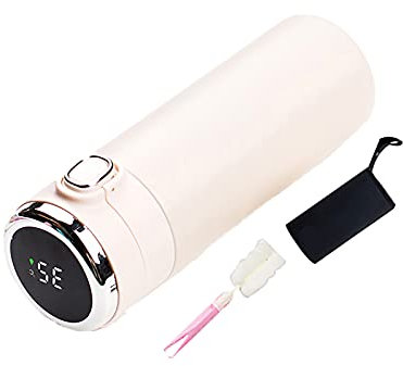 JSSEVN Thermos isotherme en acier inoxydable avec brosse Beige 400 ml