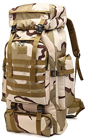 TOUYAKO Wanderrucksack 80L, Große Kapazität Wasserdicht Bergsteigen Wandern Militär Armee Taktischer Wanderrucksack Reiserucksack, 800D Oxford