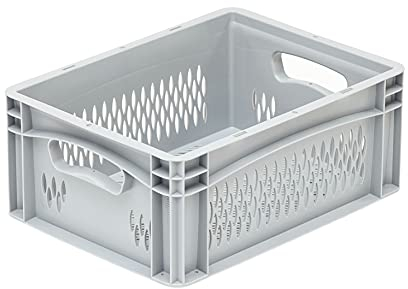 DIE BOX FABRIK Eurobehälter 400x300x170mm | perforierte Box | Aufbewahrungsbox | Kunststoff Kisten | Lagerbehälter mit Griffen | robuste Stapelbox | Eurokiste | Mehrwegbehälter