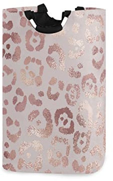 Mnsruu Leopard Print Cheetah Rose Gold Laundry Basket Collapsible Fabric Laundry Hamper Washing Bin Folding Clothes Bag
