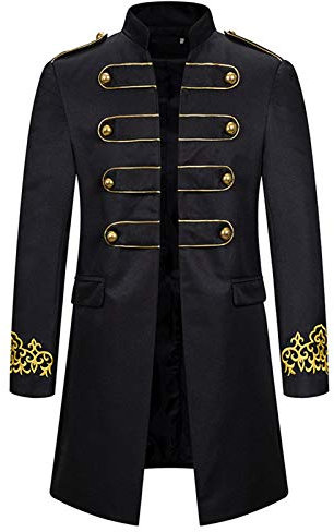 QIUhhpuy Herren Jacke Gothic Gehrock Uniform Cosplay Steampunk Mantel Vintage Steampunk Frack Jacke Smocking Stehkragen Anzug Abendkleid Uniform Gestickter Knopf Mäntel Cosplay Kostüm