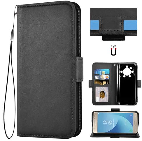 Auotu Custodia with protezione della lente Case PU Pelle Flip Magnetica Custodiar Portafoglio Cover Per DOOGEE S110 Smartphone (Nero)