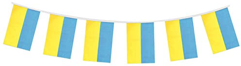 Ukrainische Flaggen-Wimpelkette – 5 Meter lange Ukraine-Flagge, Banner, kleine Schnur Ukraine-Wimpelkette Dekorationen für Feiern, Festivals, Straßenpartys und Indoor- und Outdoor-Sportveranstaltungen