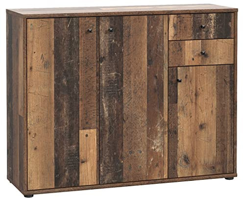 Newroom Kommode Old Wood Sideboard Modern - 108,8x85,5x34,8 cm (BxHxT) - Highboard Anrichte - [Dudley.six] Büro Arbeitszimmer Wohnzimmer