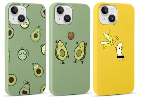 Yoedge [3 Pezzi Custodia per Apple iPhone 12 Mini 5,4 Pollici, TPU Silicone Custodia Morbida Ultra Sottile Case con Disegno,Antiurto Protettiva Originale Cover per iPhone12 Mini, Avocado