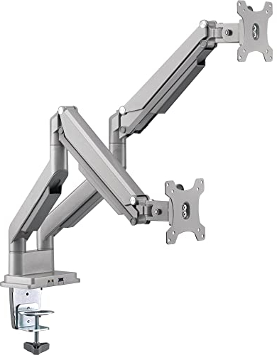 InLine® Tischhalterung mit Lifter und USB/Audio, beweglich, für Zwei Monitore bis 81cm (32), max. 9kg