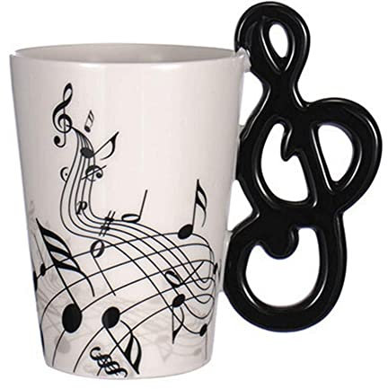 SuperglockT 400ml Kaffeetasse Musik Becher Geschenkideen Kaffeebecher Lustige Tasse Keramiktasse Milchbecher Kakaobecher (Groß-Musiknote)