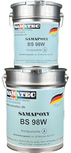 SAMATEC 2K Epoxidharz Bodenbeschichtung Bodenfarbe Garagenfarbe Betonfarbe - große Auswahl an RAL Farben - SamaPoxy BS98W 5Kg (RAL 1023 Verkehrsgelb)