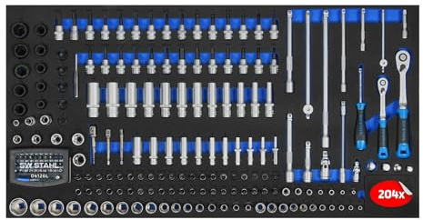 SW-Stahl Z3011-13 Werkstattwagensortiment, Steckschlüssel 1/2“, mit Ratsche, 95 tlg I Werkzeugwagen Einlagen I Profi Werkstatteinrichtung I Werkzeugeinlage bestückt Kfz I Einsätze Werkstattwagen