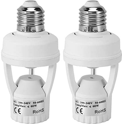 BYSL 2X AC 110-220V Pir Induction Motion Sensor IR Infrared Human E27 Plug Socket Switch Base LED Bulb Holder