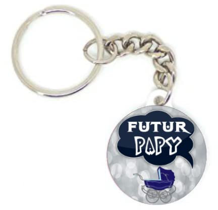 Porte clé badge futur PAPY PAPI idée cadeaux ORIGINAL PERSONNALISÉ DIY 37 mm
