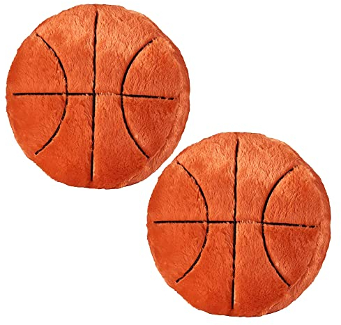 MSUIINT Basketball-Plüschkissen, flauschig, gefüllt, Fußball, Sport, Rückenkissen, weich, langlebig, Sport-Geschenk für Heimdekoration (Basketball), 2 Stück