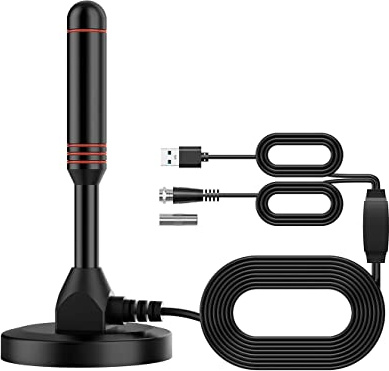 POBADY Digital TV Antenna DVB-T2 Portable Indoor Outdoor TV DTMB Antenna with Magnetic Base with 5m Cable,USB and tv Male Connector