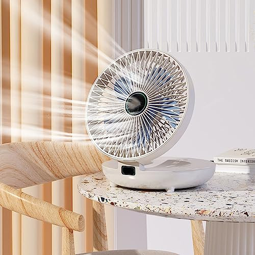 ZYWUOY Petit ventilateur de bureau USB portable, ventilateur mural sans fil avec crochet pour la maison, le bureau, les voyages, puissant et silencieux, version rechargeable blanche