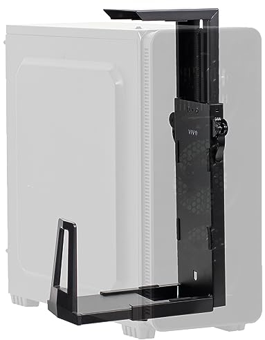 VIVO Adjustable Under Desk Gaming PC Mount, Medium-Large Computer Case CPU Tower Holder with Secure Locking, Holds up to 15kg, Black, MOUNT-PC06E