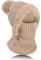 TAGVO Winter Warm Strickmütze Halswärmer-Sets, Damen Wintermütze Flexible Strickmütze mit Haarball, Balaclava Sturmhaube Weiches, Dickes Fleece gefüttert, Verstellbare Gesichtsmaske für Frauen