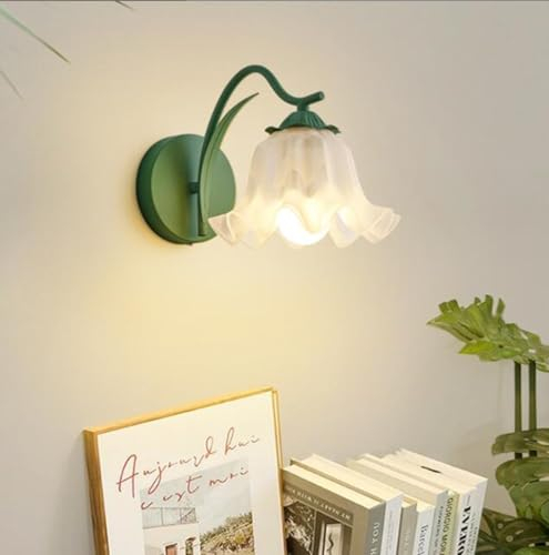 SXYSXYSXY Französischer Stil Pastoral Wandleuchte Innen Modern Glas Wandlampe Minimalismus Wandbeleuchtung für Wohnzimmer Schlafzimmer Treppenhaus Flur E27,Grün