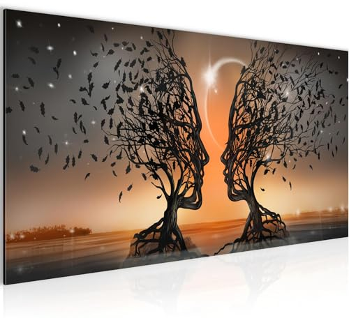 Runa Art Tableau Decoration Murale Couple d'amoureux 1 Partie Moderne Toile non tissée Salon Salle Abstrait Arbre Orange 044812c