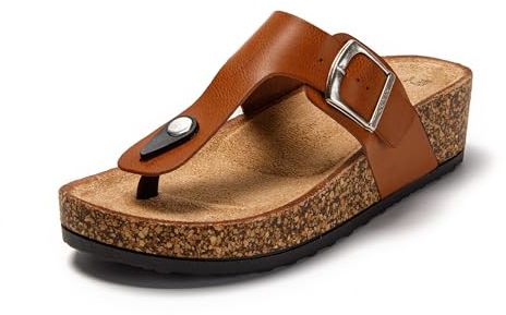 JOMIX Sandales Femme Mules Femmes Chaussons d'été Tongs Femme Claquette Femme Réglable d'été Confortables pour Maison Piscine Plage (Marron, 37)