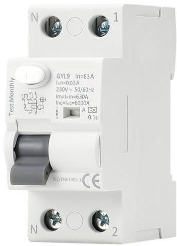 Interruttore differenziale superimmunizzato SI 63A 30MA, 2P, classe A e 6kA.