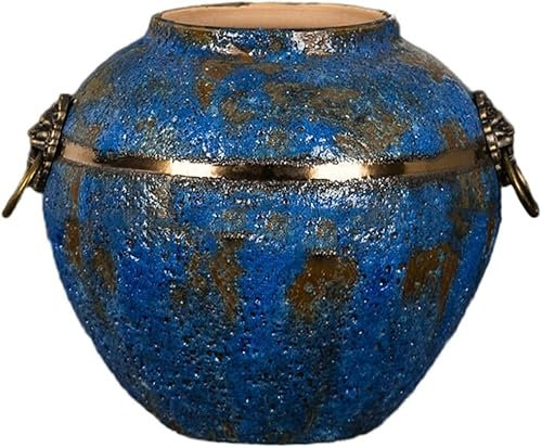 Keramikvase, Steingut, Blumenarrangement, Retro-Bodenvase, Wohnzimmerdekoration, Ornamente (Farbe: B 22 x H 21 cm)