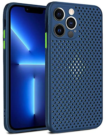 Rdyi6ba8 Cover per iPhone 15 Pro, Fotocamera Protezione Completa Ultra Leggero Morbido Silicone TPU Traspirante Mesh Design Protettiva Case per iPhone 15 Pro - Blu Navy