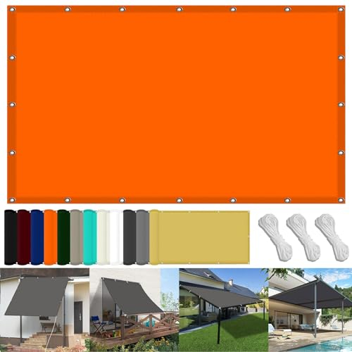 Sonnensegel Baldachin 150 x 300 cm PES Windschutz Sonnenschirm Balkon Uv-Schutz-Polyestergewebe mit Seil Schattenspender für Patio Außenbereich Und Camping, Orange