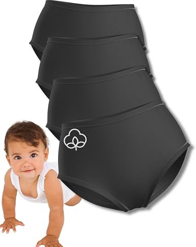 Mrs. Mum Wochenbett Unterwäsche mit Baumwolle I DERMATEST: SEHR GUT I Made in EU I Öko-Tex I 4er Set High Waist Unterhosen